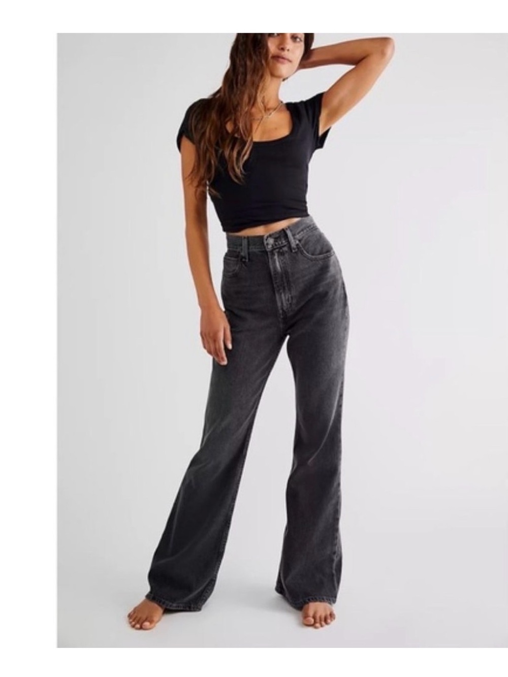 NWT Levi’s Premium 70s High Rise Slim Straight Black Jeans Size 26